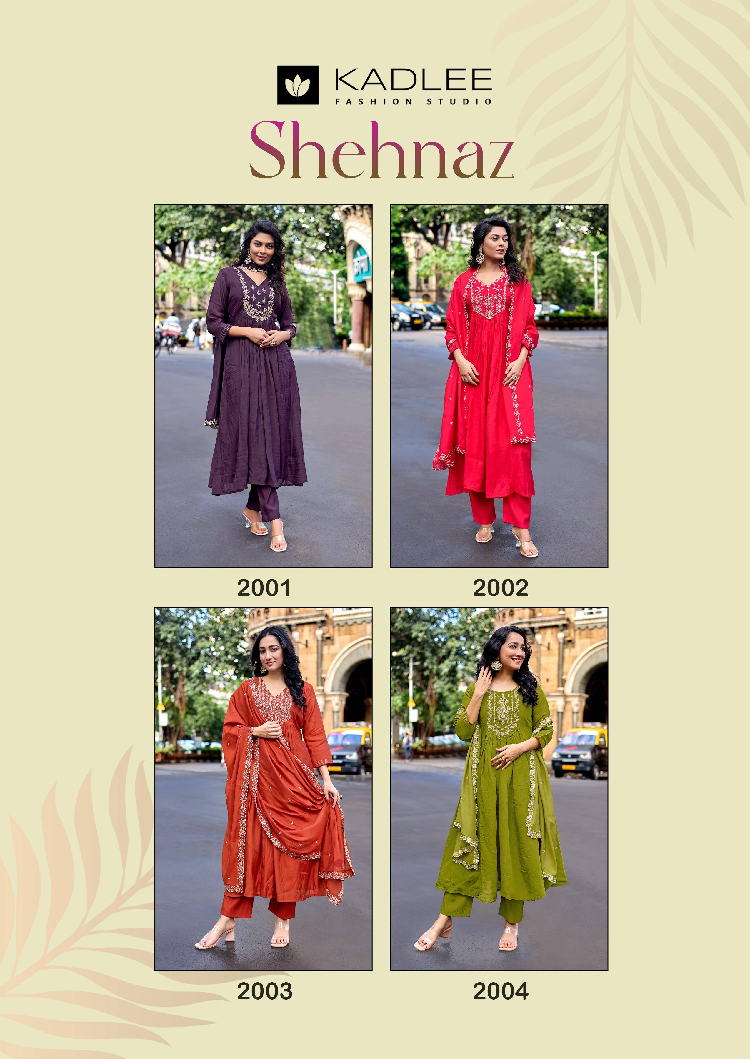  Shehnaz By KADLEE 2001 To 2004 Series Beautiful Festive Suits Colorful Stylish Fancy Mull Chanderi dresses At Wholesale Price
